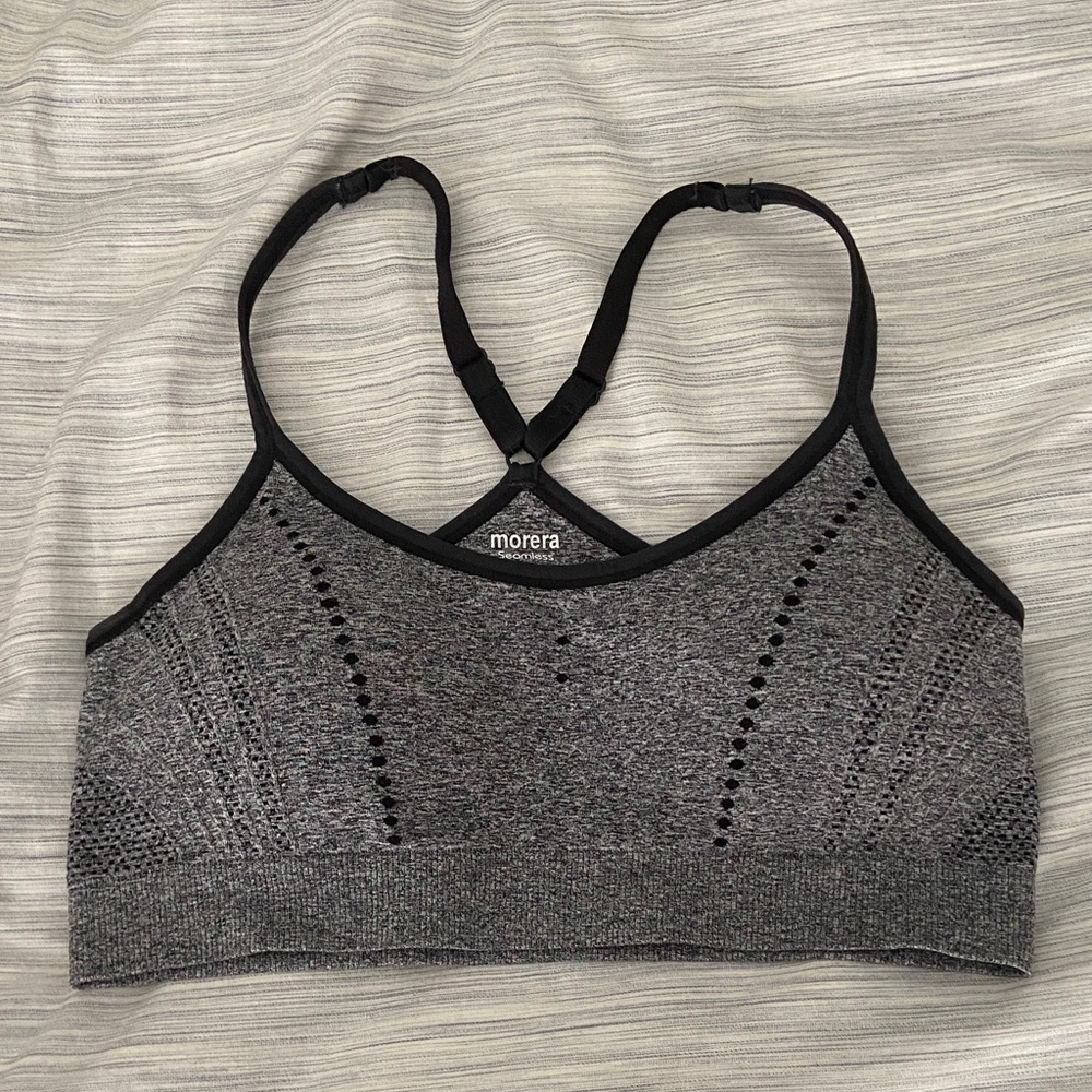 Morera Gray Seamless Knit Sports Bra - Comfortable Support